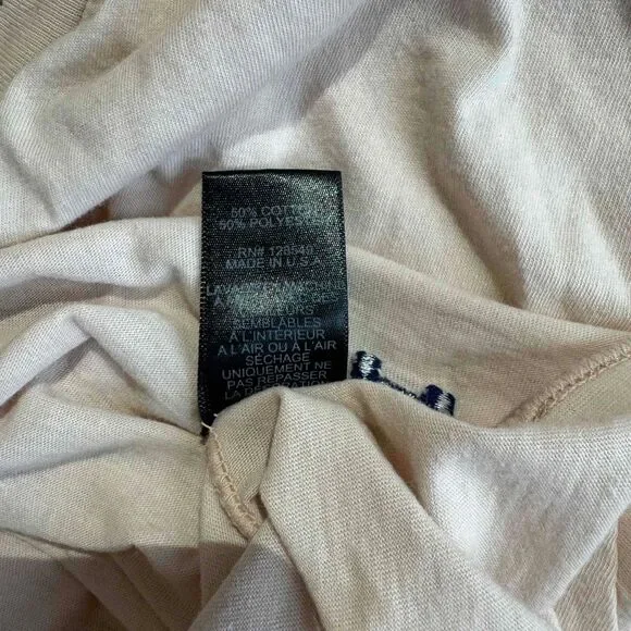 Aviator Nation Cream Short Sleeve T Shirt With Heart Patch Medium Soft Flawed - Picture 12 of 15